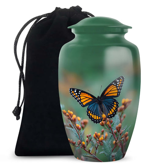 Orange Butterfly Cremation Urn - Small Urn For Ashes Keepsake Mom