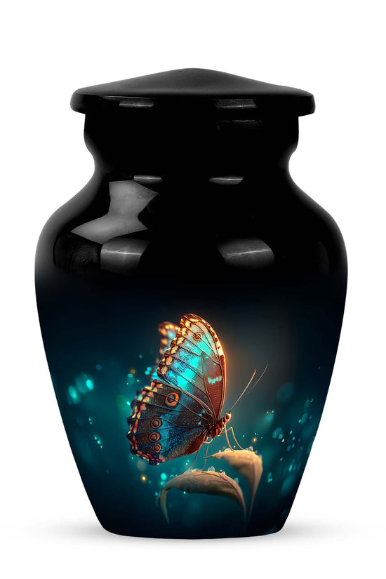 Black Butterfly Blessing Cremation Urns for Human Ashes - 10-inch, 200 cu in - Yatskia