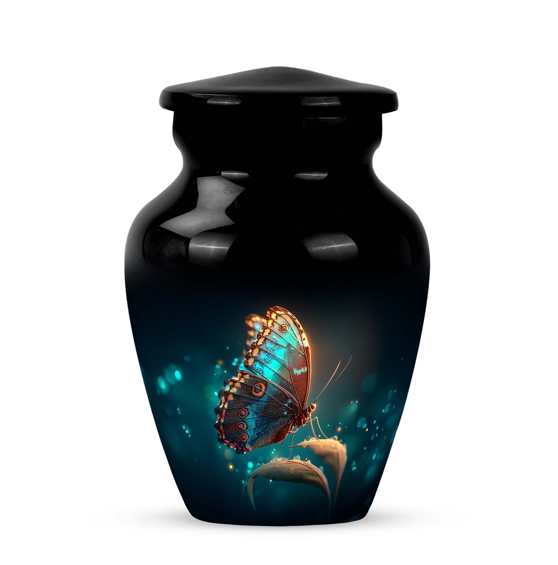 Black Butterfly Blessing Cremation Urns for Human Ashes - 10-inch, 200 cu in - Yatskia