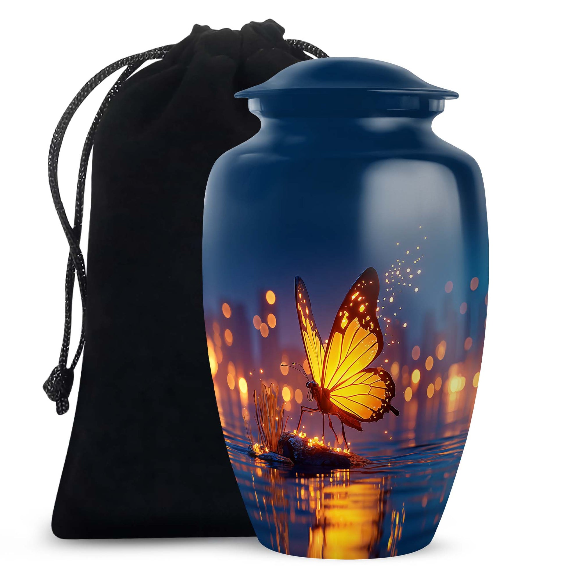 Beautiful Elegant Golden Butterfly Urn - Urns For Adult Female Mom