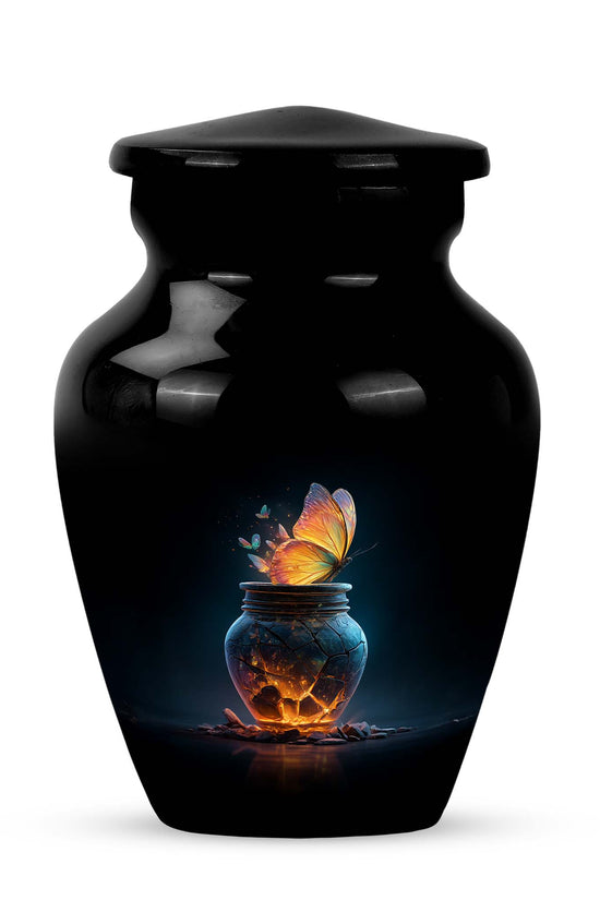 Black Butterfly Sentinel Cremation Urns for Human Ashes - 10-inch, 200 cu in - Yatskia