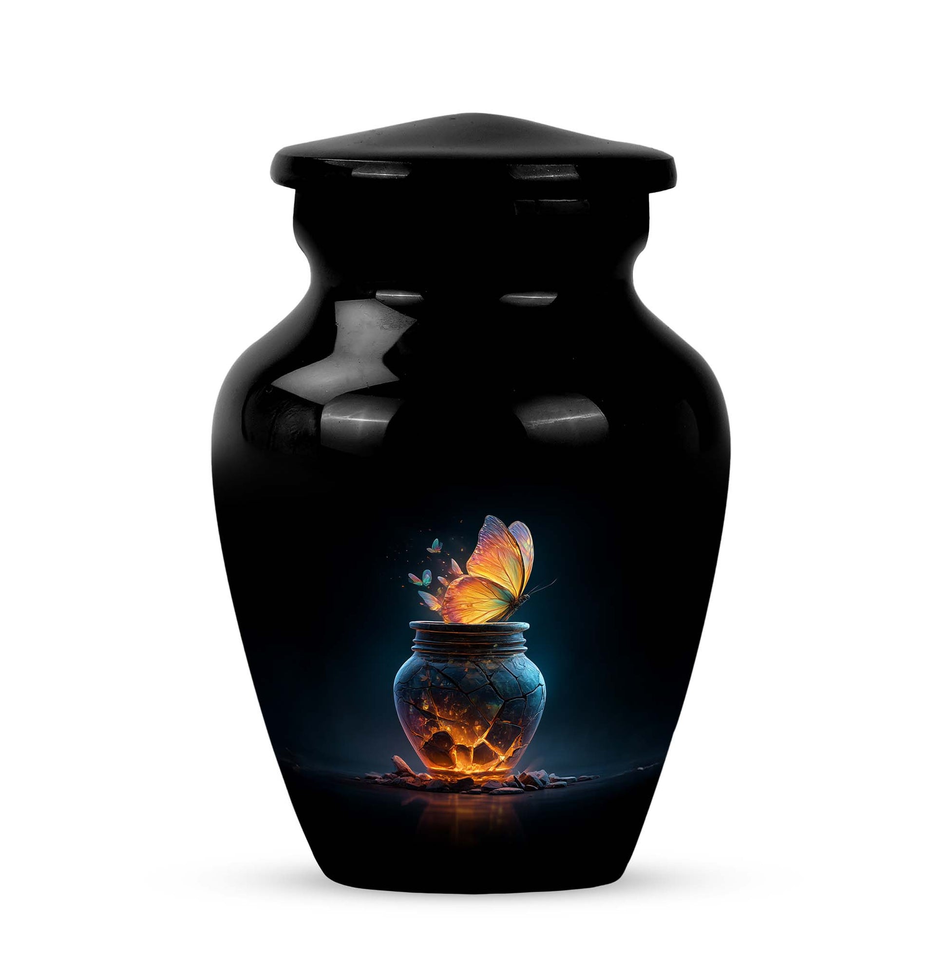 Black Butterfly Sentinel Cremation Urns for Human Ashes - 10-inch, 200 cu in - Yatskia
