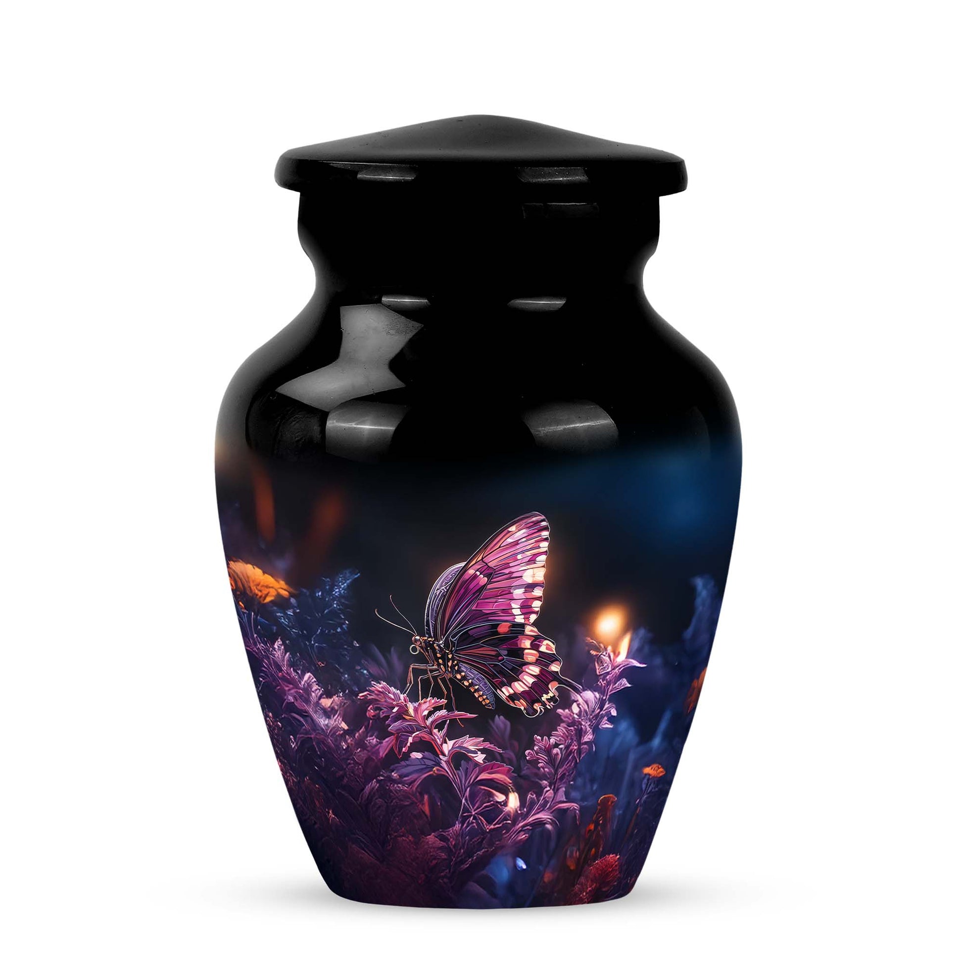 Black Butterfly Cremation Urns - Opulent Beacon 10-inch, 200 cu in - Yatskia