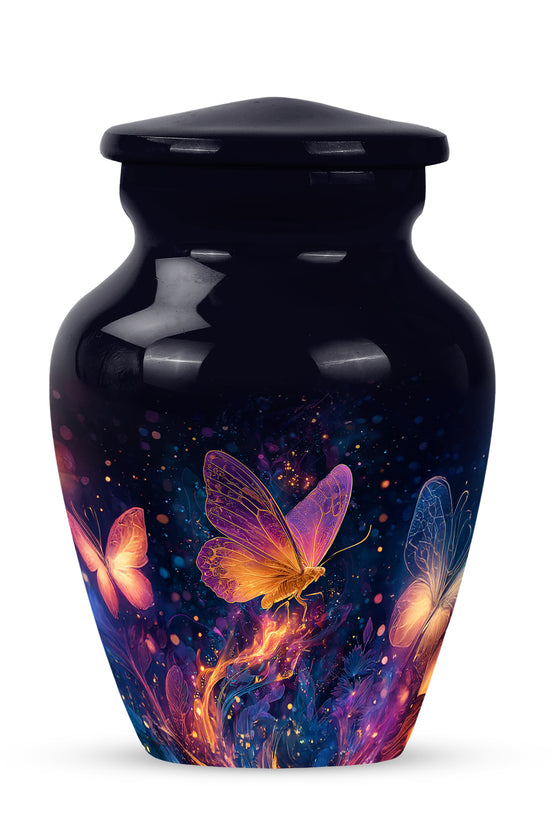Graceful Black Butterfly Blessing Urn for Human Ashes - 10-inch, 200 cu in - Yatskia