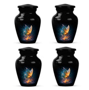 Dark Black Butterfly Cremation Urn side profile showing urn shape - elegant classic butterfly relief with fine detailing - 10 inch aluminum urn for cremated remains