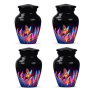 Jet Black Butterfly Cremation Urn side profile showing urn shape - timeless butterfly motif etched into premium metal - 10 inch aluminum urn for cremated remains
