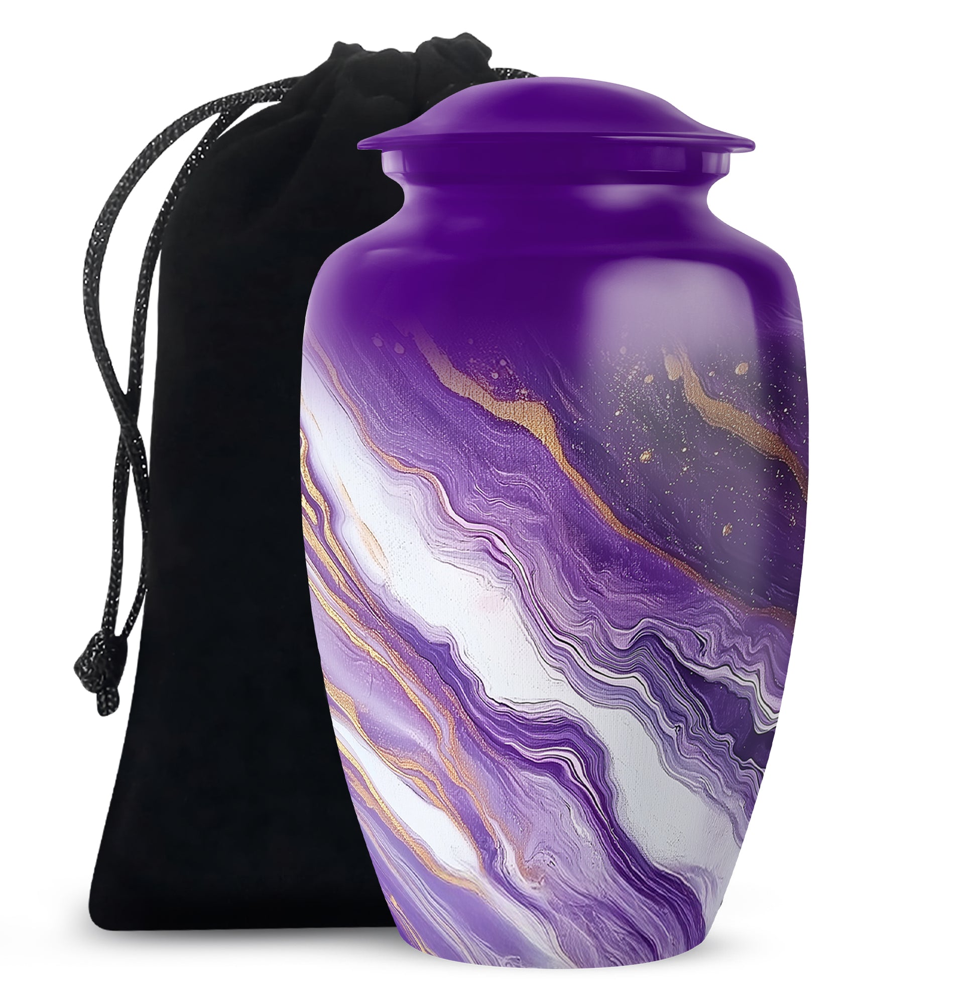 Beautiful Purple Marble Urn for Ashes – Durable Aluminum Memorial Urn