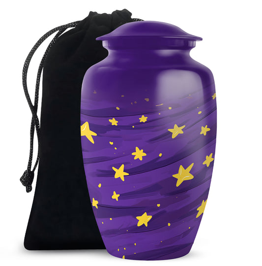 Celestial Galaxy Urn for Ashes – Purple Star Themed Memorial Urn