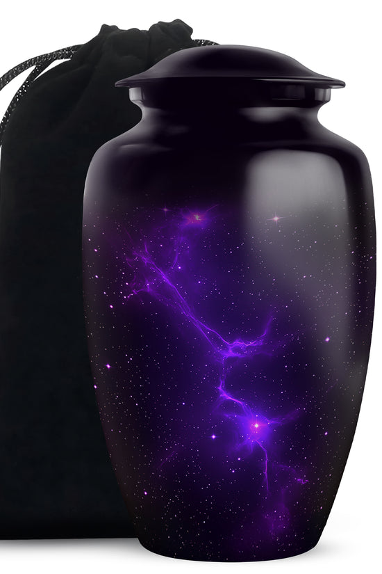 Galaxy Themed Funeral Urn – Elegant Purple Nebula Urn for Human Ashes