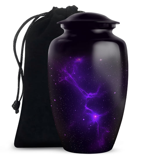 Galaxy Themed Funeral Urn – Elegant Purple Nebula Urn for Human Ashes