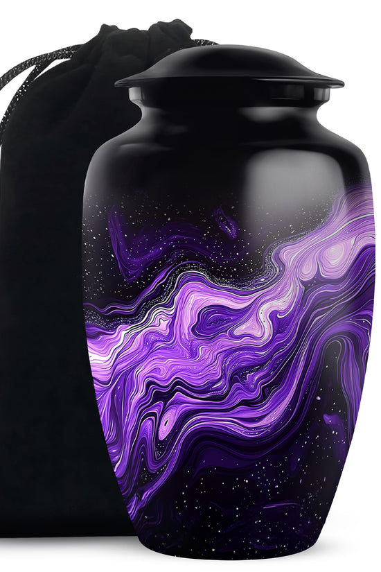 Premium Purple Swirl Cremation Urn - Beautiful Memorial Ashes Container