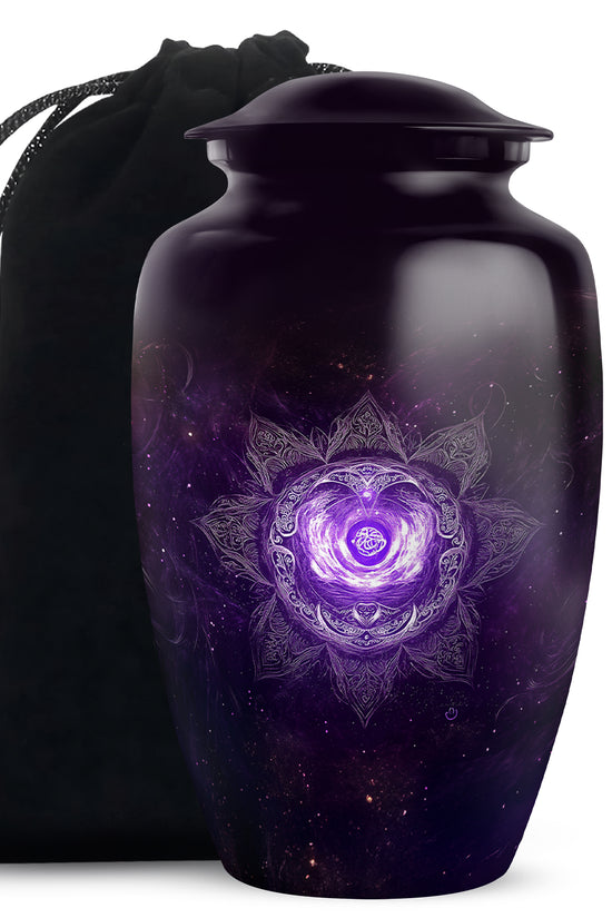 Decorative Purple Cosmic Urn – Mandala Design Urn for Human Ashes