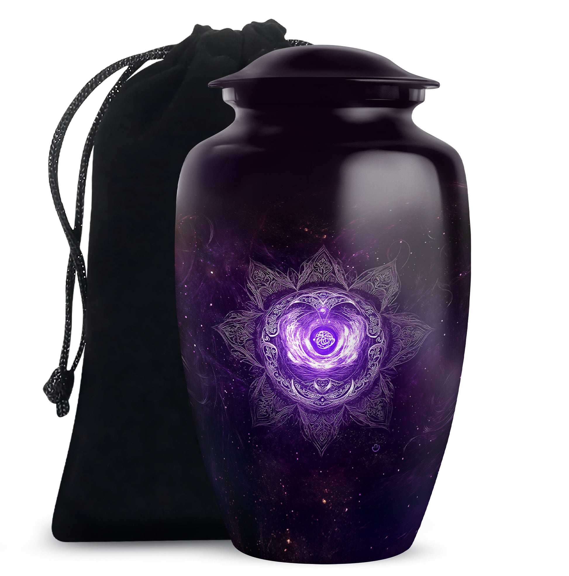 Decorative Purple Cosmic Urn – Mandala Design Urn for Human Ashes