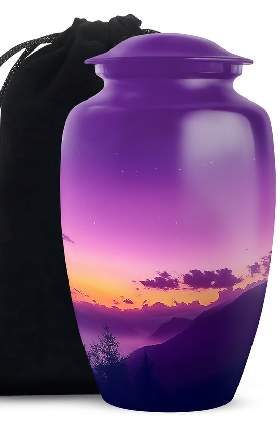 Premium Cremation Urn with Sunset Landscape – Unique Decor Urns
