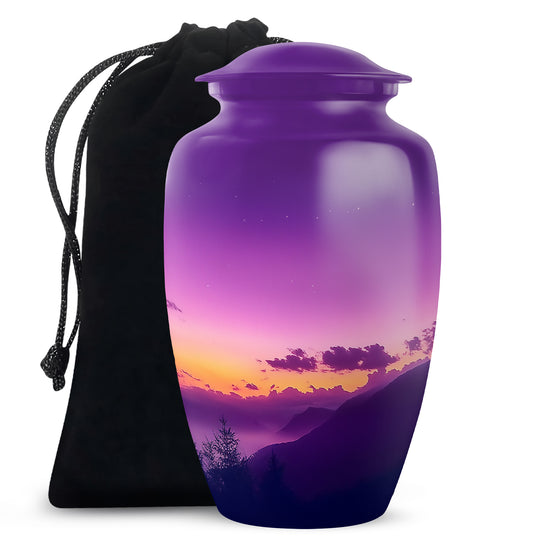 Premium Cremation Urn with Sunset Landscape – Unique Decor Urns