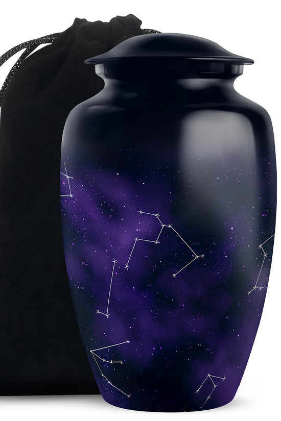 Purple Galaxy Cremation Urn – Cosmic Constellation Design Memorial Urn