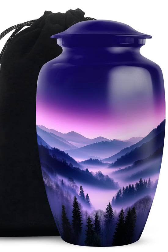 Purple Night Mountain Scenic Urn - Unique Decorative Urns For Ashes