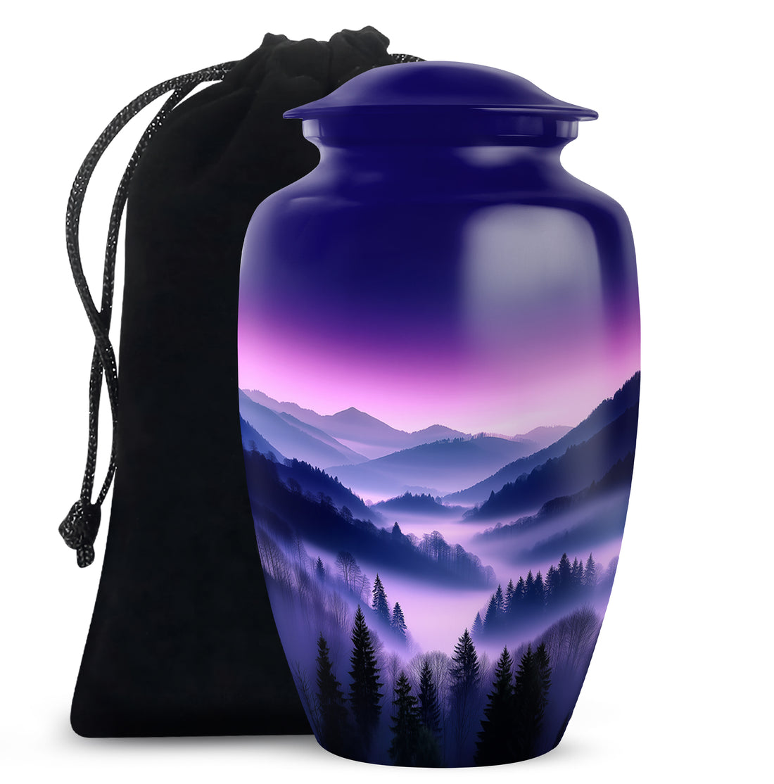 Purple Night Mountain Scenic Urn - Unique Decorative Urns For Ashes