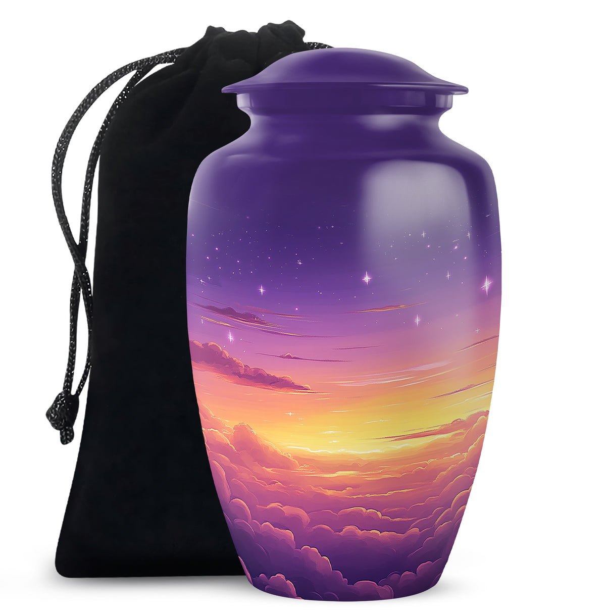 Elegant Purple Sunset Scenic Urn - Beautiful Decorative Cremation Urn