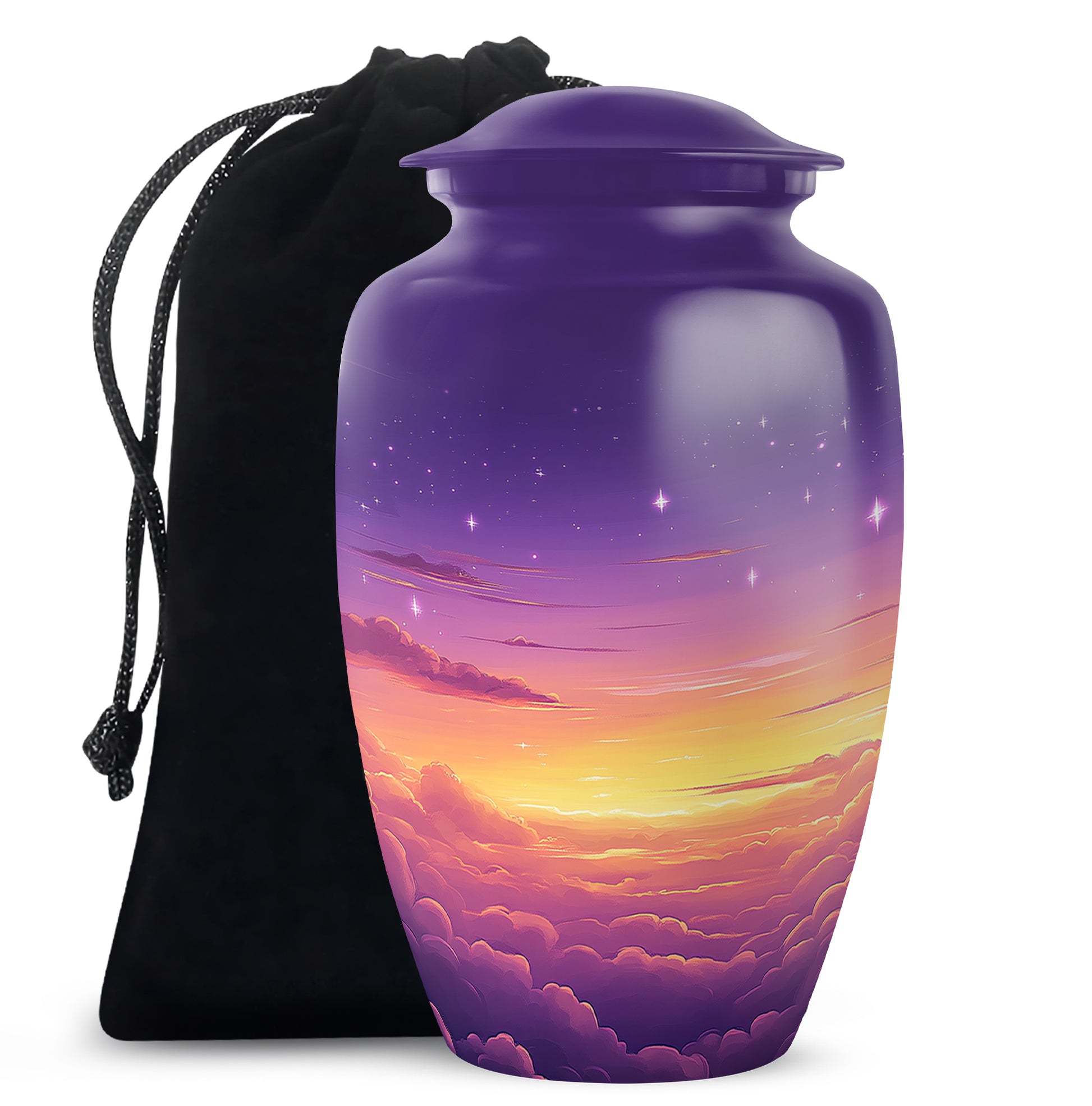 Elegant Purple Sunset Scenic Urn - Beautiful Decorative Cremation Urn