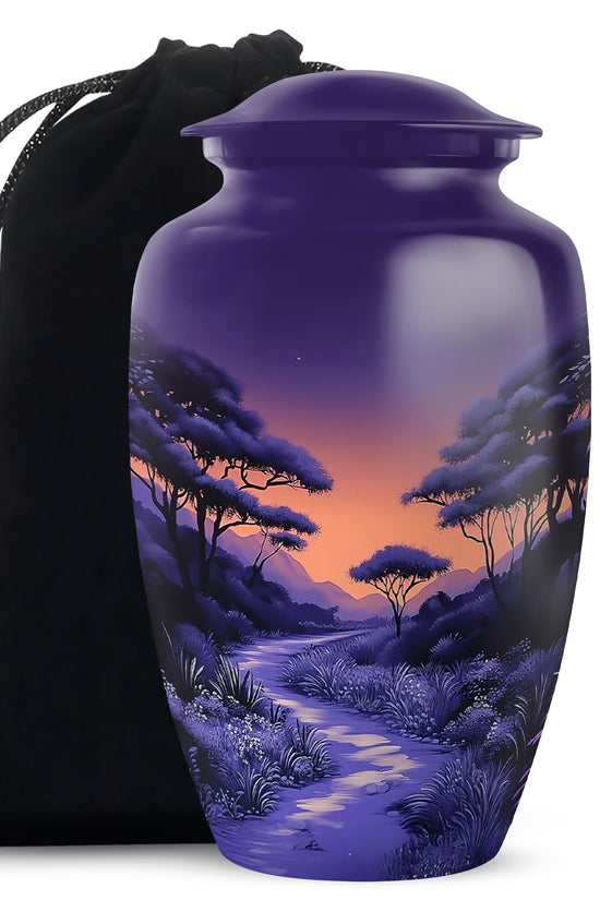 Premium Purple Sunset Memorial Urn - Personalized Decor Urns For Ashes