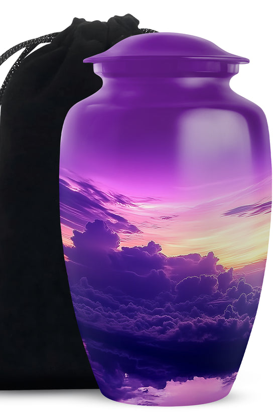 Purple Sunset Sky Funeral Urn – Beautiful Adult Memorial Urn for Ashes