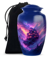 Fantasy Castle Cremation Urn – Blue Artistic Memorial Urn For Ashes