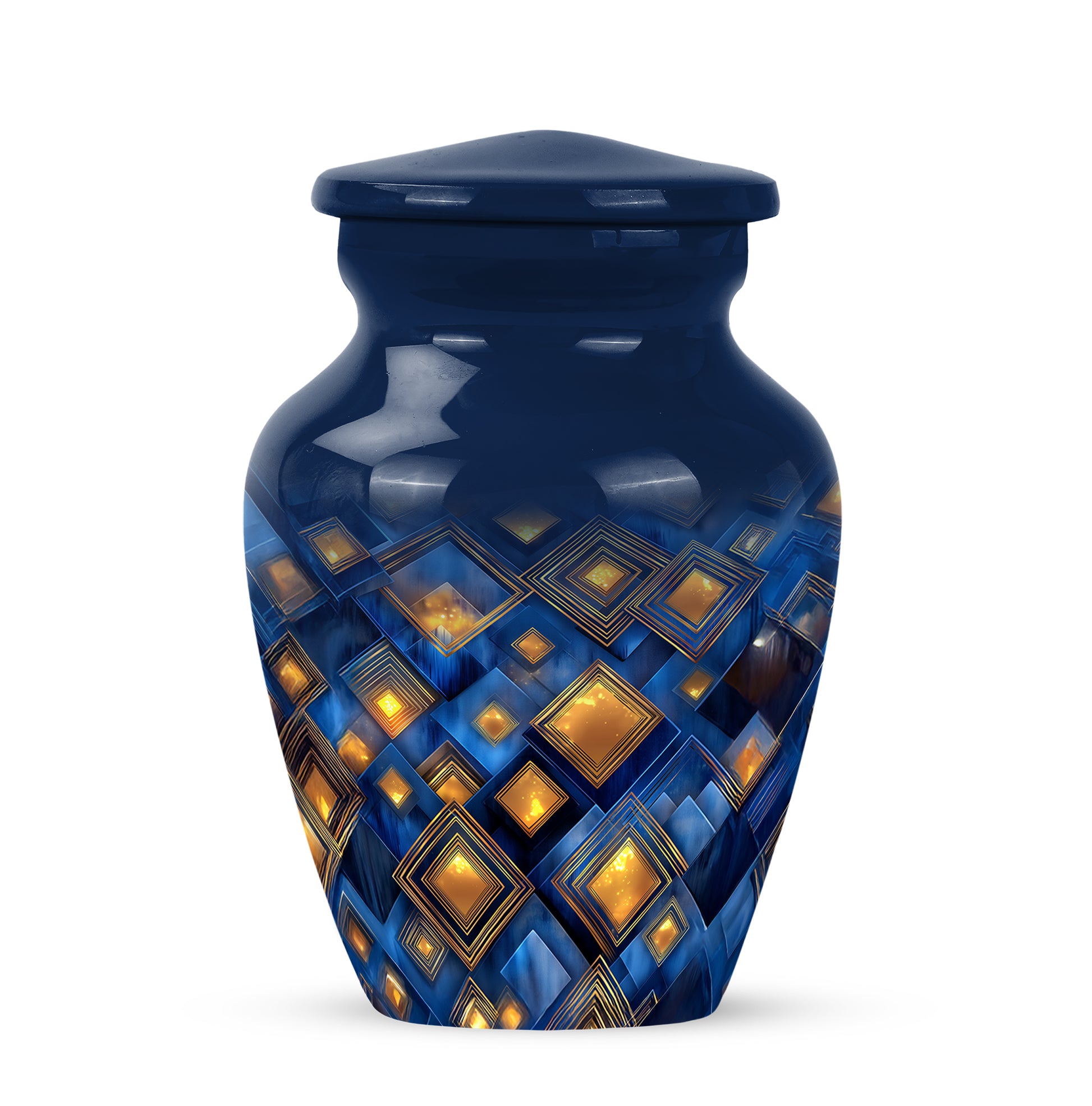 Personalized Blue Cremation Urns - Tranquil Blue 10-inch, 200 cu in - Karyliz