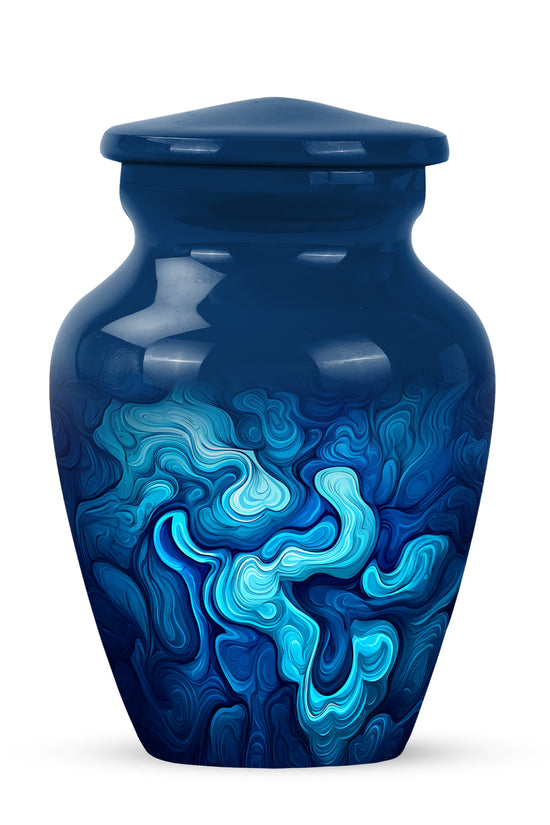 Personalized Blue Cremation Urns - Tranquil Blue 10-inch, 200 cu in - Karyliz