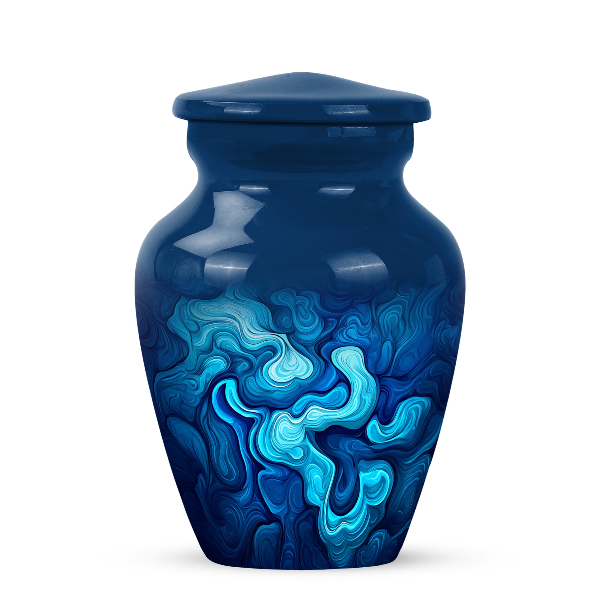 Personalized Blue Cremation Urns - Tranquil Blue 10-inch, 200 cu in - Karyliz