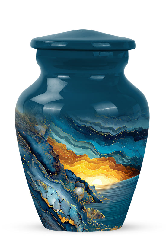 Personalized Magnificent Blue Cremation Urns - Blue 10-inch, 200 cu in - Karyliz