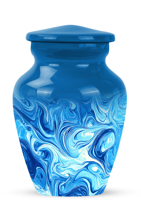 Personalized Blue Steadfast Blue Cremation Urns for Human Ashes - 10-inch, 200 cu in - Karyliz