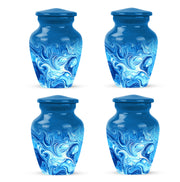 Royal Blue Blue Cremation Urn side profile showing urn shape - traditional blue engraving with hand-polished finish - 10 inch aluminum urn for cremated remains