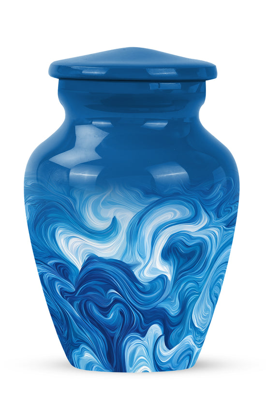 Ethereal Blue Memorial Cremation Urns - Blue 10-inch, 200 cu in - Karyliz