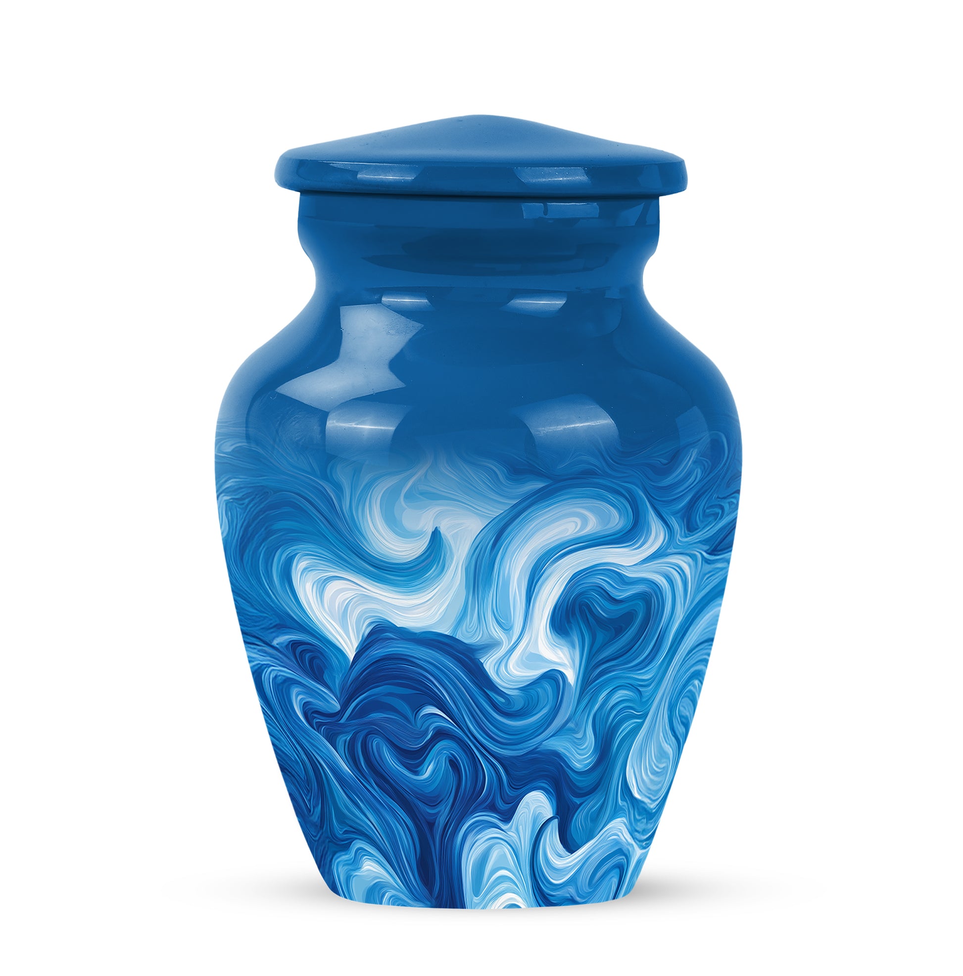 Ethereal Blue Memorial Cremation Urns - Blue 10-inch, 200 cu in - Karyliz