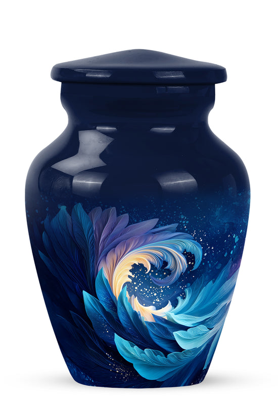 Personalized Blue Cremation Urns - Wondrous Blue 10-inch, 200 cu in - Karyliz