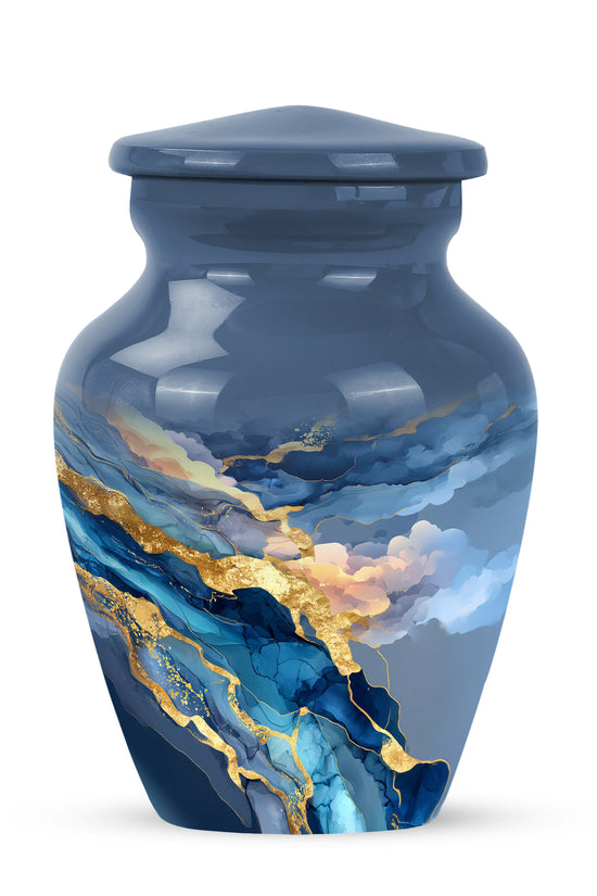 Graceful Blue Blue Sanctuary Urn for Human Ashes - 10-inch, 200 cu in - Karyliz