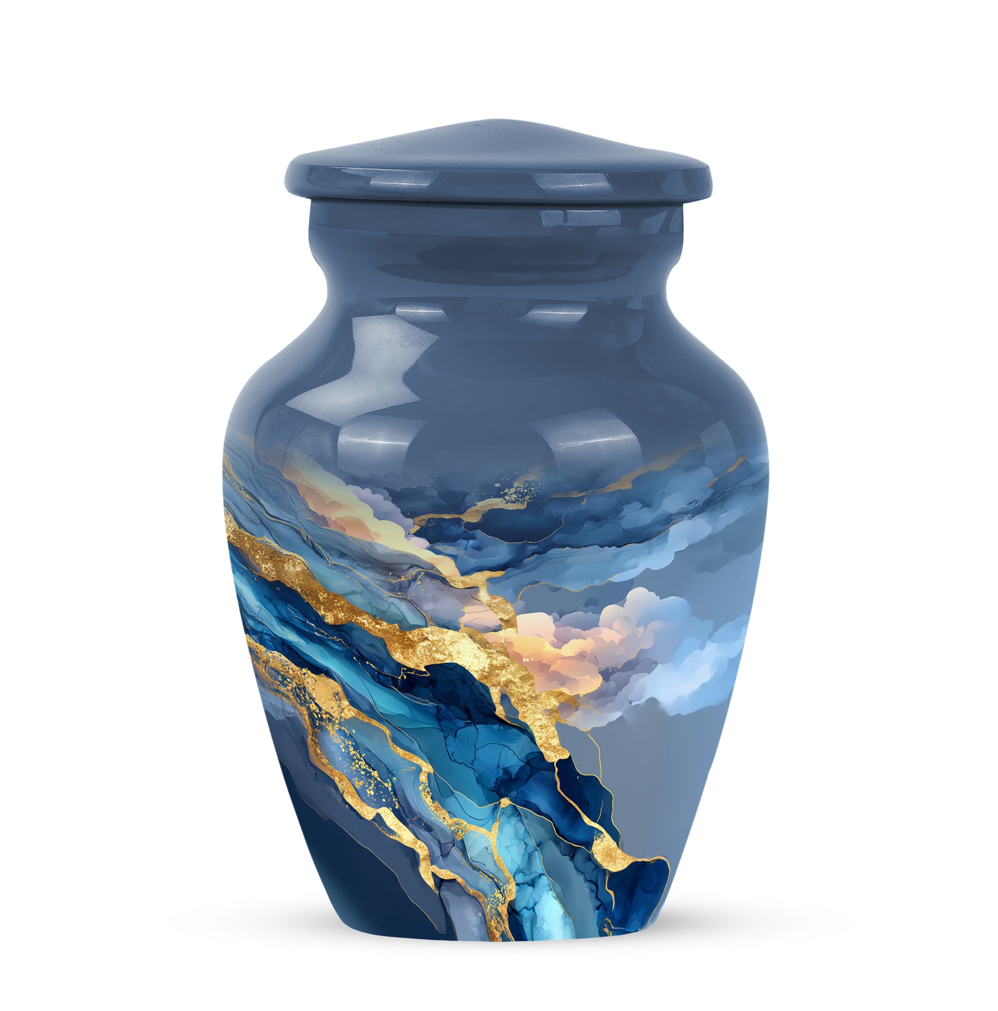 Graceful Blue Blue Sanctuary Urn for Human Ashes - 10-inch, 200 cu in - Karyliz