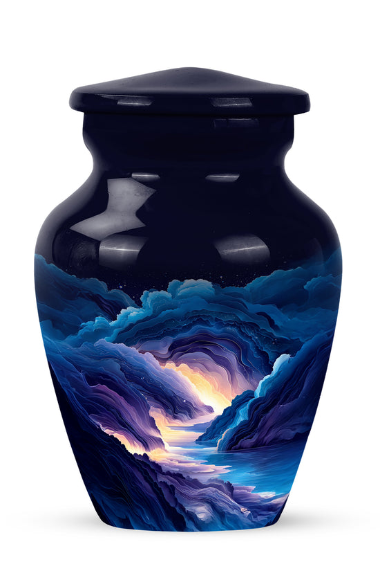 Graceful Blue Blue Resting Place Urn for Human Ashes - 10-inch, 200 cu in - Karyliz