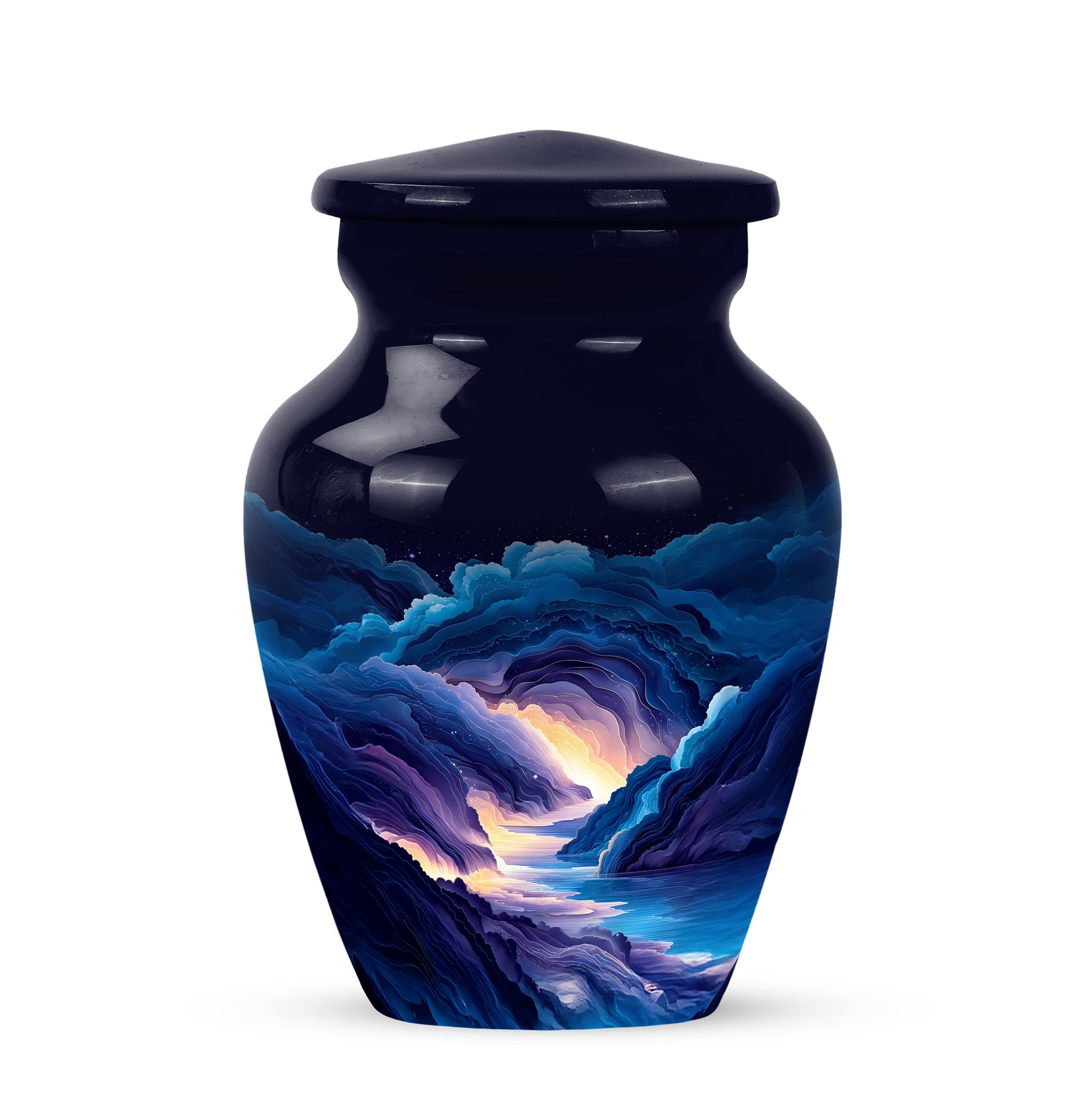 Graceful Blue Blue Resting Place Urn for Human Ashes - 10-inch, 200 cu in - Karyliz