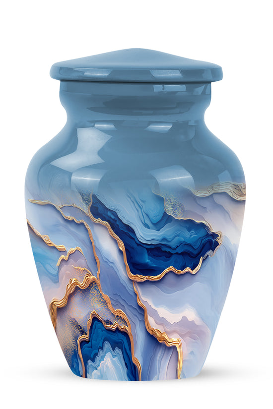 Blue Resounding Blue Memorial Urn for Ashes - 10-inch, 200 cu in - Karyliz