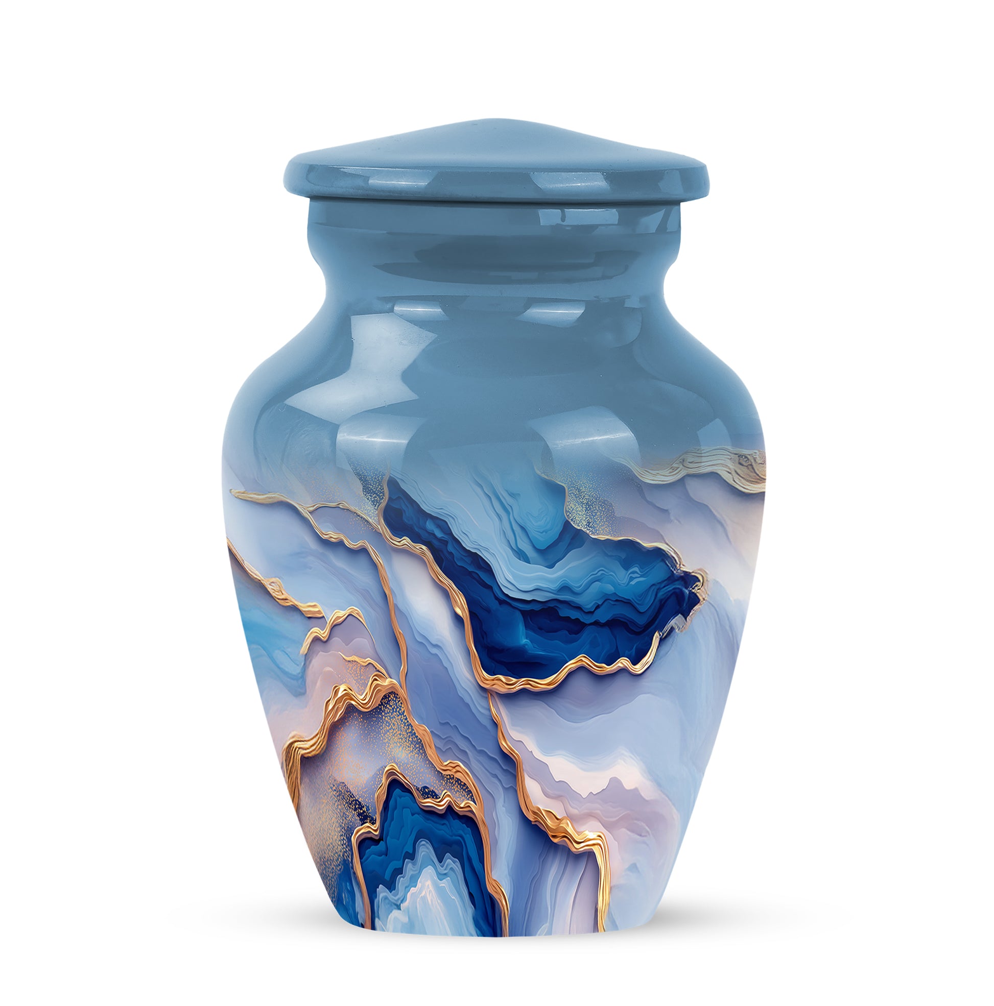 Blue Resounding Blue Memorial Urn for Ashes - 10-inch, 200 cu in - Karyliz