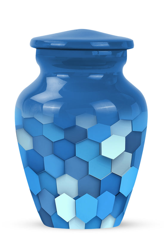 Blue Resounding Blue Memorial Urn for Ashes - 10-inch, 200 cu in - Karyliz