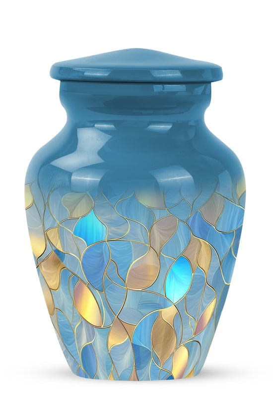 Personalized Elegant Blue Cremation Urns - Blue 10-inch, 200 cu in - Karyliz