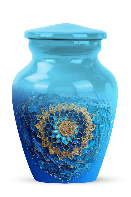 Radiant Blue Memorial Cremation Urns - Teal 10-inch, 200 cu in - Karyliz
