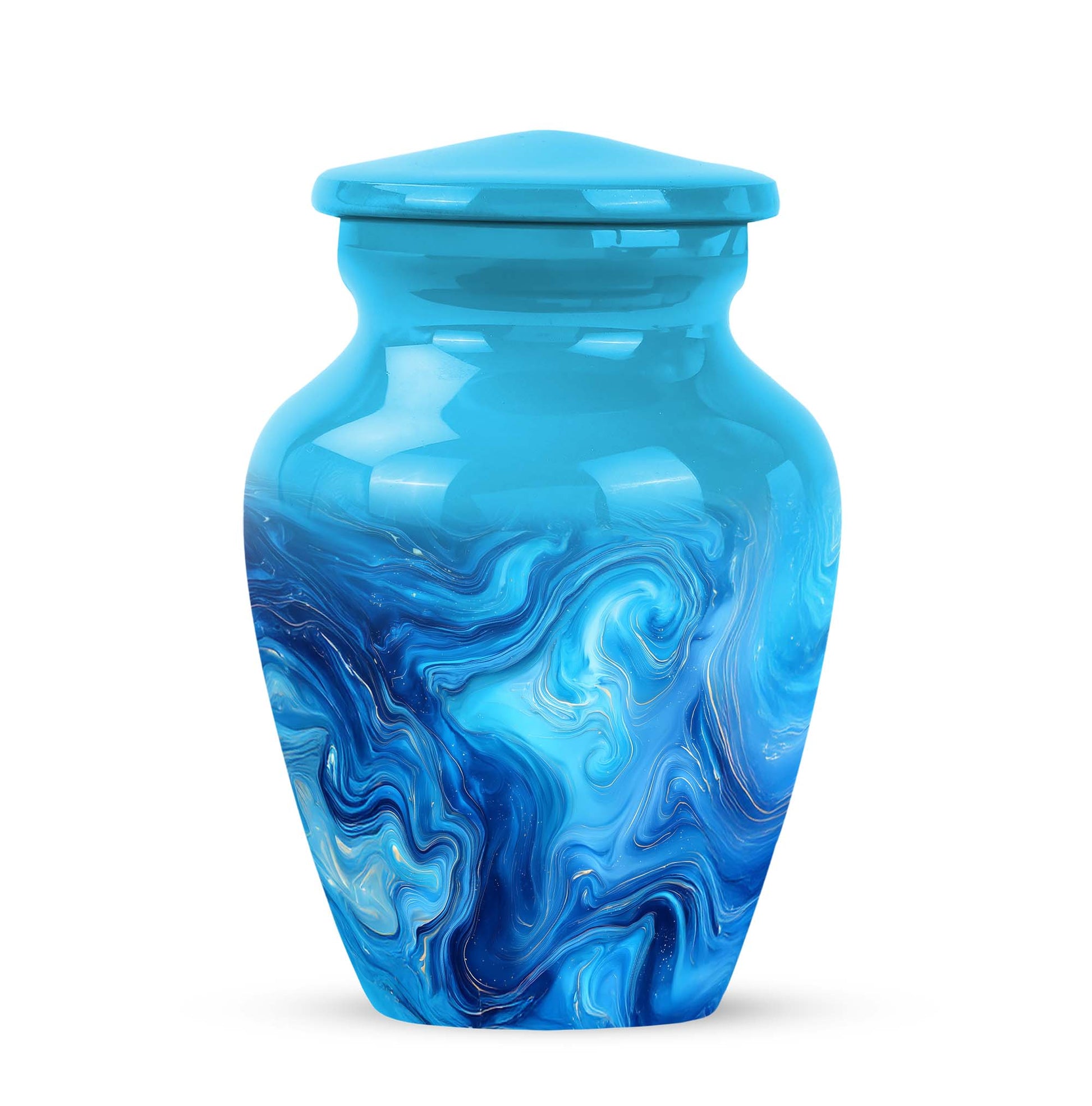 Regal Blue Memorial Cremation Urns - Teal 10-inch, 200 cu in - Karyliz