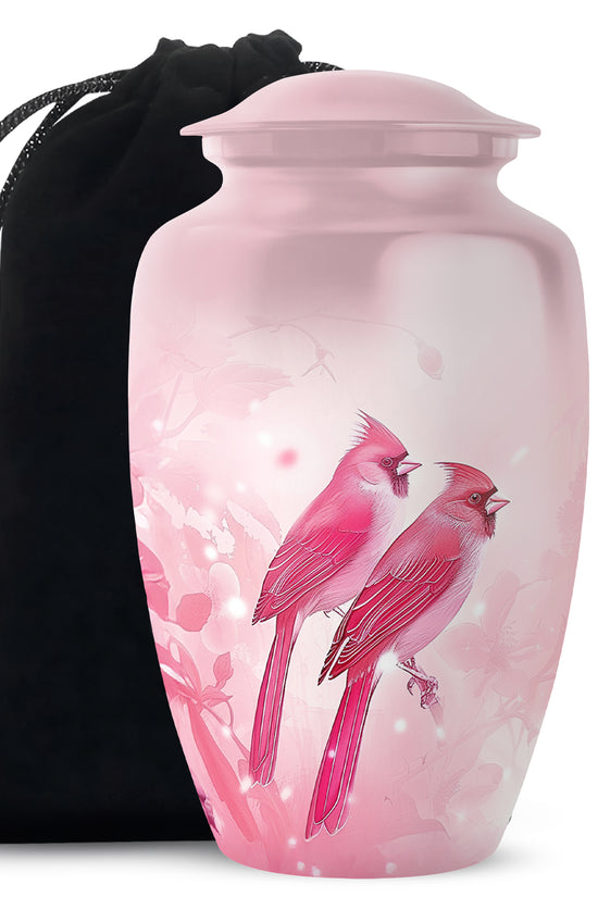 Artistic Cardinal Bird Cremation Urn For Women - Large Urn For Female