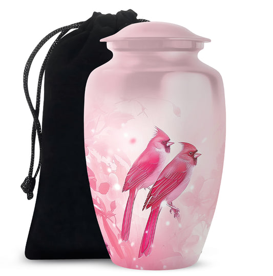 Artistic Cardinal Bird Cremation Urn For Women - Large Urn For Female