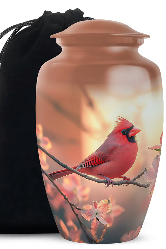 Cherry Blossoms Urn For Cremation Ashes - Cardinal Bird Urn For Sale