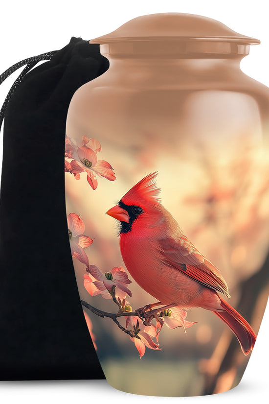 Red Cardinal Bird Urn For Adult Female & Male - Large Sized Urn